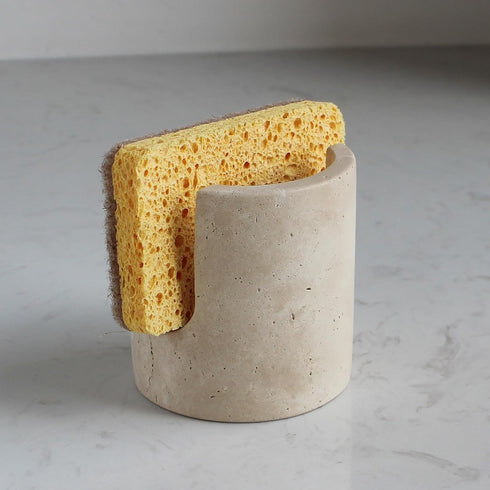 Natust Natural Travertine Sponge Holder for Kitchen Sink, Drying Rack, Compact Sink Caddy