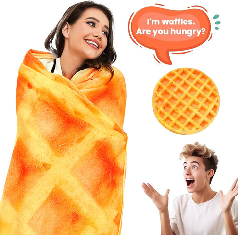 71 inchs Waffles Blanket, Tortilla Blanket for Adults and Kids, Funny Food Throw Blanket, Novelty Gifts for Everyone