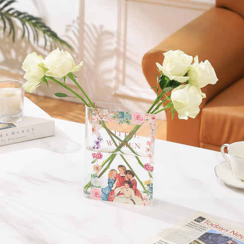 Book Vase, Acrylic Book Vase for Flowers, Book Flower Vase, Book Shaped Vases, Clear Book Vases, Small Vase