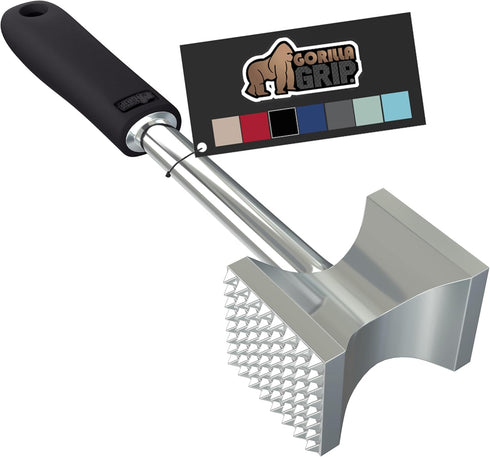 Gorilla Grip Heavy Duty Meat Tenderizer, Dual-Sided Kitchen Mallet for Tenderizing Beef and Poultry, Comfortable Handle