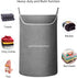 X-Large Hanging Laundry Hamper Bag, Door Hanging Hamper with Front Pocket, 35X22 inch (Grey)