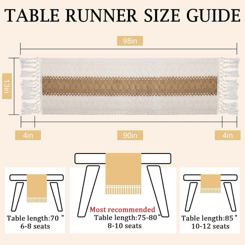 90 inches Summer yuboo Boho Table Runner Long - Rustic Burlap Table Runner for Wedding Spring Dining Table, Dresser
