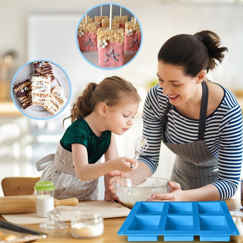 Rice Krispies Silicone Mold, 6-Cavity for Baking Treats, Granola Cereal Bars Mold for Chocolate Cheesecake Brownies