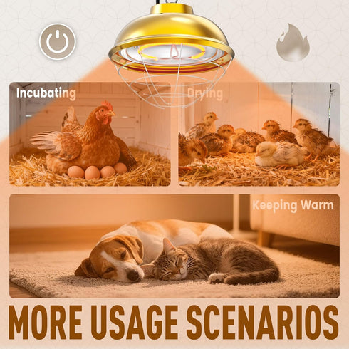 Micosong 300 Bulb 2 Watt Heat Lamp for Chicken Coop, Hanging Chicken Coop Heater, Carbon Fiber Waterproof Coop Heater