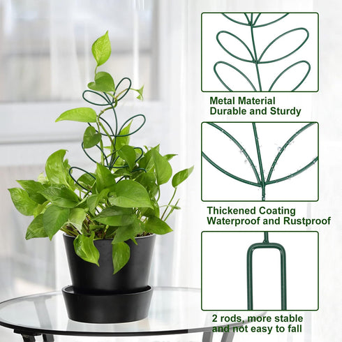 2 Packs 50 AUGSUN Plant Trellis Garden Trellis Plant Stakes Trellis for Climbing Plants Indoor Plants Metal Leaf Shape