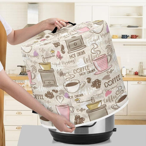 Coffee Print Dust Cover for 6 Quart Electric Pressure Cooker, Rice Cooker, Kitchen Decorative Air Fryer Protective Bag