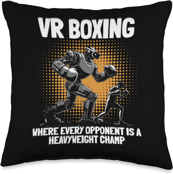 VR Boxing Heavyweight Champ Gamer Throw Pillow