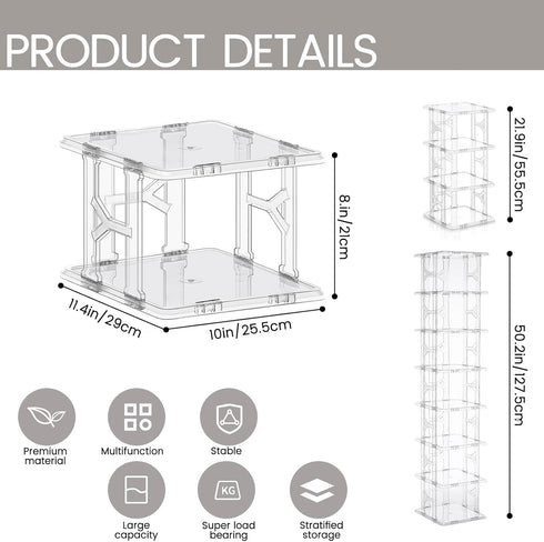 8 Closet KALYLOC Shoe Rack - Plastic Vertical Shoe Organizer, Tier Space Saver for Entryway