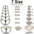 E-far Mixing Bowls with Lids Set, 7-Piece Stainless Steel Mixing Bowls with 3 Grater Attachments for Baking