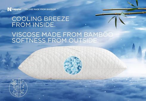 Set 2 Nappler Cooling Pillow for hot Sleepers -Bed Pillows Standard Size Premium of - Adjustable Shredded Memory Foam