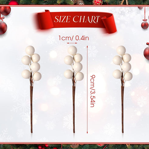 360 60 Pieces Artificial Holly Berries Christmas Winter Fake Berries Bunch Faux Cranberries Bunch on Stems for Table