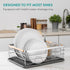 Navaris Compact Dish Rack with Drip Tray & Cutlery Holder, Easy to Assemble and Clean, Silver