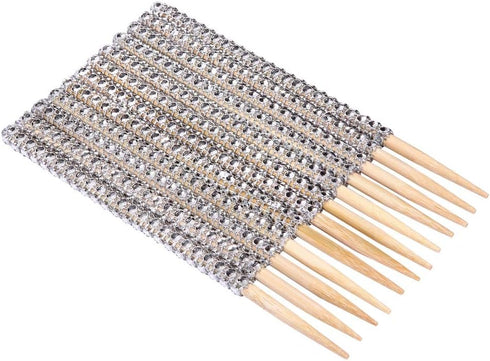 Quotidian Silver Glitter Rhinestone Bamboo Bling Sticks, 6" (15cm) Pack of 24 for Candy Apple Cake Pops