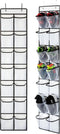 KEEPJOY Over The Door Shoe Organizer | Hanging Shoe Holder with 14 Mesh Pockets and 4 Hooks | White-2Pack