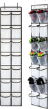 KEEPJOY Over The Door Shoe Organizer | Hanging Shoe Holder with 14 Mesh Pockets and 4 Hooks | White-2Pack