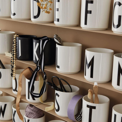 Design Letters Monogram Coffee Cups (A-Z), Initial Mug, 9 oz, Dishwasher & Microwave Safe