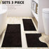 Bathroom Rugs Chenille 3-Piece - Extra Soft Absorbent Shag Bathroom Mats, Machine Wash Non-Slip (Coffee)