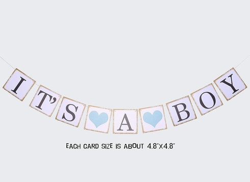 luckylibra Boy Baby Shower Decorations, It is a Boy Banners, Elephant Garland, Paper Lantern, Paper Flower Pom Poms