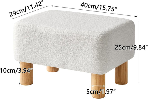 15.74" D11.41" W9.84" UHBD030W YMYNY Ottoman, Modern Footrest with Soft Padded Seat, Foot Stool with Wood Legs, Small