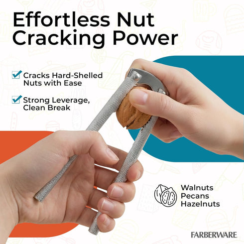 3-Piece Set, Farberware Seafood Nutcracker Stainless Steel Shell Cracker & Picks - Crack Open Lobster, Crab, Nuts, Hard