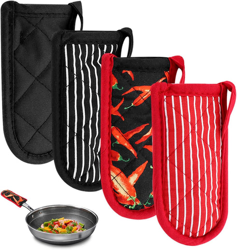 4Pcs Silicone Hot Handle Sleeve - Heat Resistant Pot Handle Covers for Cast Iron Pans, Metal Pots, Griddles