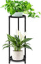 2 Tier Plant Stand Indoor Tall, Black Corner Tiered Round Plant Stand