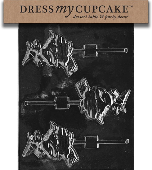 Dress My Cupcake Halloween Witch on Broom Lollipop Chocolate Candy Mold