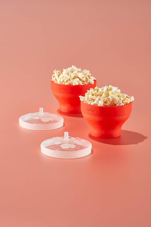 Lékué Mini Microwave Popcorn Maker, Set of 2, Red
