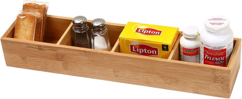 YBM HOME Bamboo 4 Compartment Organizer Tray for Drawers, Model 329