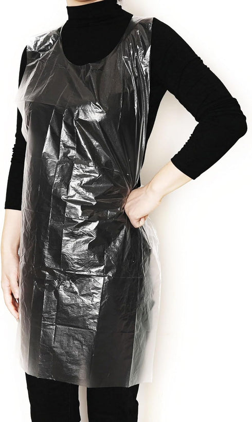 Disposable Aprons (50 Count) - Waterproof Plastic Apron for Painting, Cooking, Housework, and Picnics