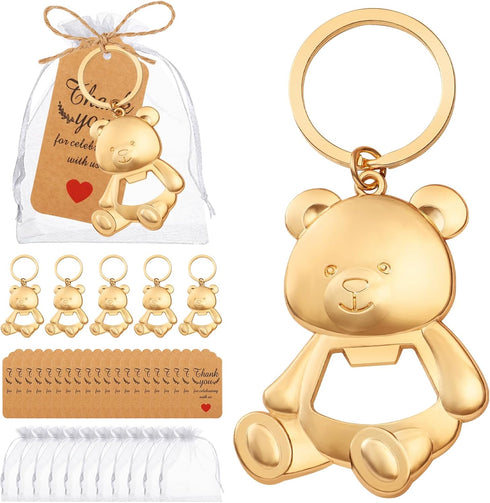50PCS Bear Bottle Openers Keychain Baby Shower Party Favors Bottle Opener Bears