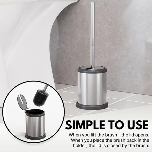 ToiletTree Products Toilet Brush with Lid, Sleek Toilet Bowl Brush and Holder Set