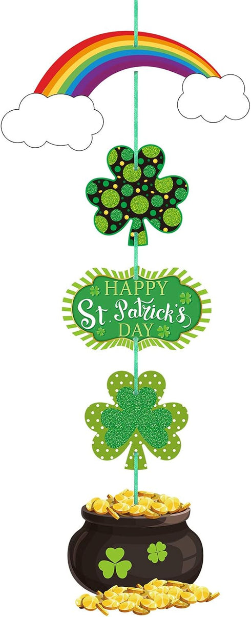 St. Patrick's Day Door Sign, Themed Hanging Welcome Sign with Shamrock for Saint Patricks Day Decor