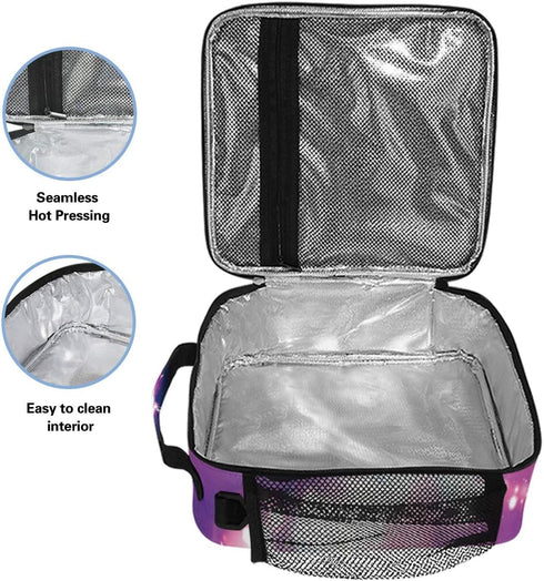 Wamika Unicorn Magic Design Lunch Box, Insulated Large Freezable Tote Cooler Bag with Shoulder Strap