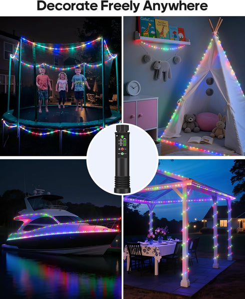 79FT 240LED 1200mah 8 2 Pack Rope Lights, Rechargeable Outdoor Waterproof String Lights with Portable Rechargeable