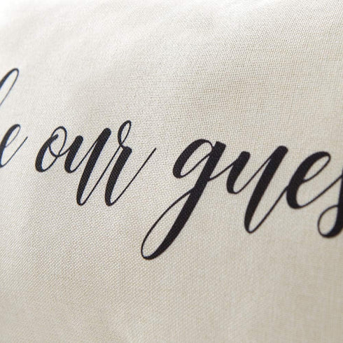 Meekio Farmhouse Pillow Covers with Be Our Guest Quote, 12" x 20" Rustic Décor Lumbar Pillow Covers for Guest Room