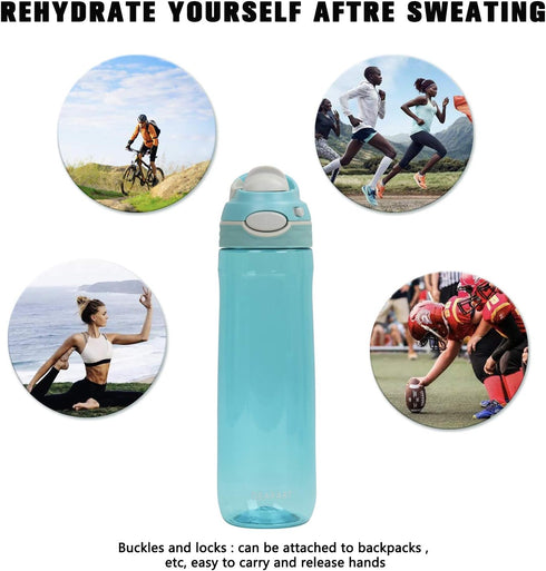 DEARART 2-Pack 26oz Water Bottles - Pink and Sky Blue, AUTOSEAL Wide Mouth, BPA Free, Leakproof, Easy Clean