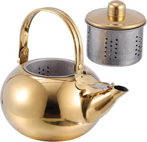 1pc Classic Whistling Teakettle, Stainless Steel Stove Top Kettle with Strainer for Water and Coffee