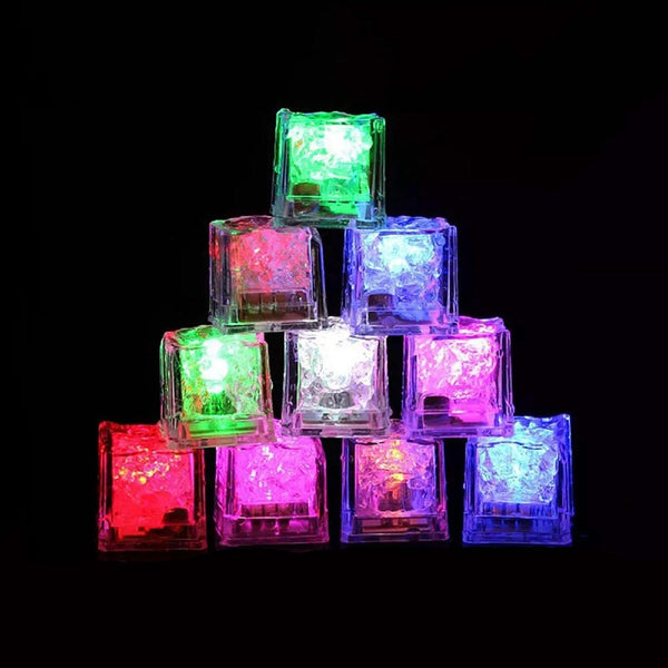 LED Ice Cube Shape Lights, Liquid Sensor Glowing Light up Ice Cubes for Drinks and Party Decorations