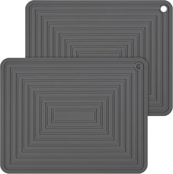 Silicone Trivets for Hot Dishes, Heat-Resistant Hot Pads for Kitchen, Trivets for Pots and Pans, Set of 2 Dark Gray