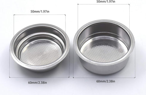 50mm Dual Wall Filter Basket, Filter One Cup and BES820XL/205 Two Cup for Espresso Maker EM-100 (2 Pack)