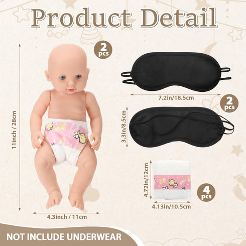 Lineshading 9 Pcs Baby Shower Diaper Changing Game Supplies including Baby Dolls Blindfold diapers wooden sign Changing