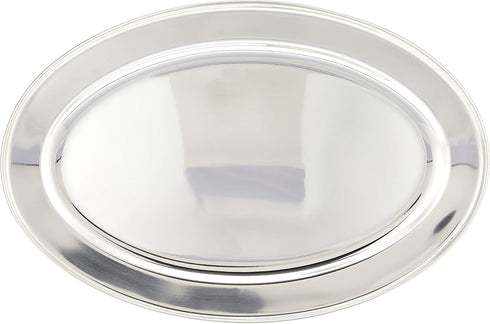 Winco OPL-18 Stainless Steel Oval Platter, 18" x 11.5"