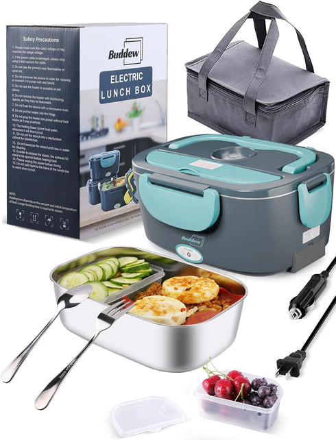 Buddew Electric Lunch Box 80W Food Heater, Portable Lunch Warmer for Car/Truck/Office with Insulated Carry Bag