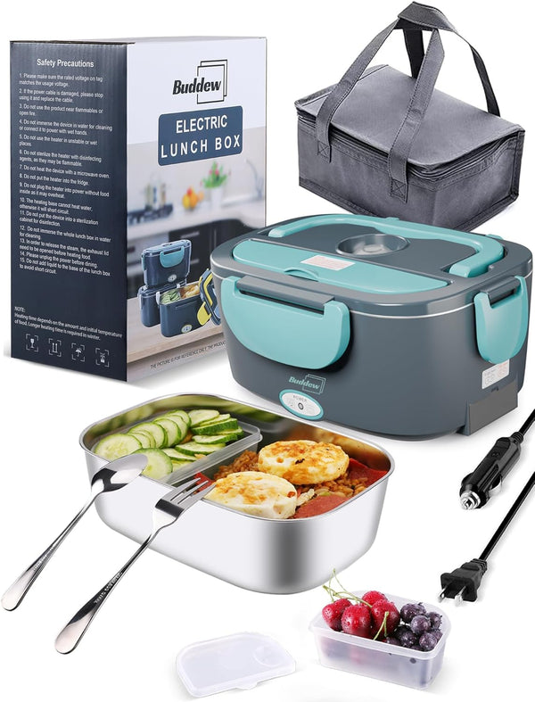 Buddew Electric Lunch Box 80W Food Heater, Portable Lunch Warmer for Car/Truck/Office with Insulated Carry Bag
