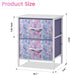 2 Stero Nightstand, Kids Dresser with Drawers, Steel Frame Bedside Furniture, Wood Top Fabric Night Stand, Colorful End