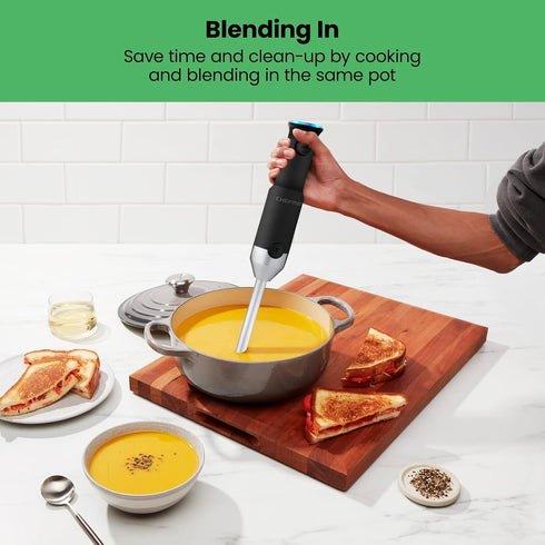 Chefman Cordless Power Portable Immersion Blender, Ice Crushing Power with One-Touch Speed Control, USB Charging,