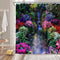 Nature Garden Shower Curtain with Colorful Floral Tropical Plant Jungle Rainforest Design, Hooks Included