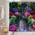 Nature Garden Shower Curtain with Colorful Floral Tropical Plant Jungle Rainforest Design, Hooks Included