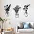 Zzbakress 3 Pcs Black Metal Flowers and Vases Wall Decoration - Minimalist Art Wall Sculpture for Living Room